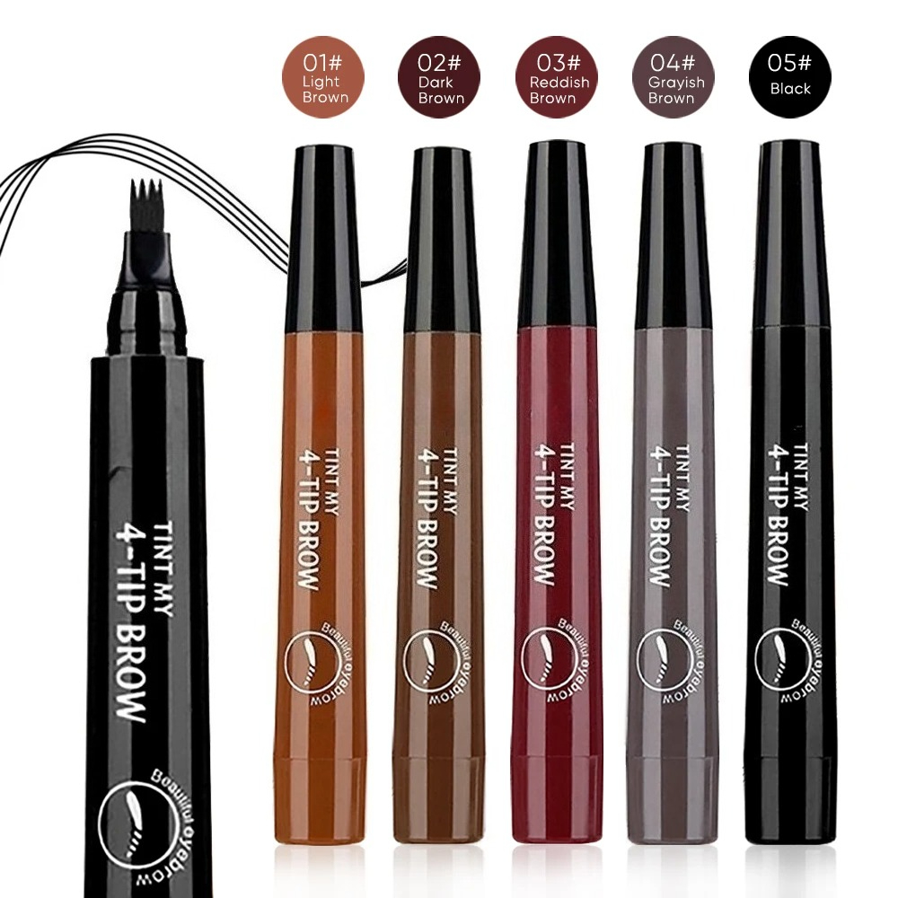 Four-pronged eyebrow pencil, four-end, long-lasting, non-smudged, water-resistant, anti-smudged eyebrow pencil