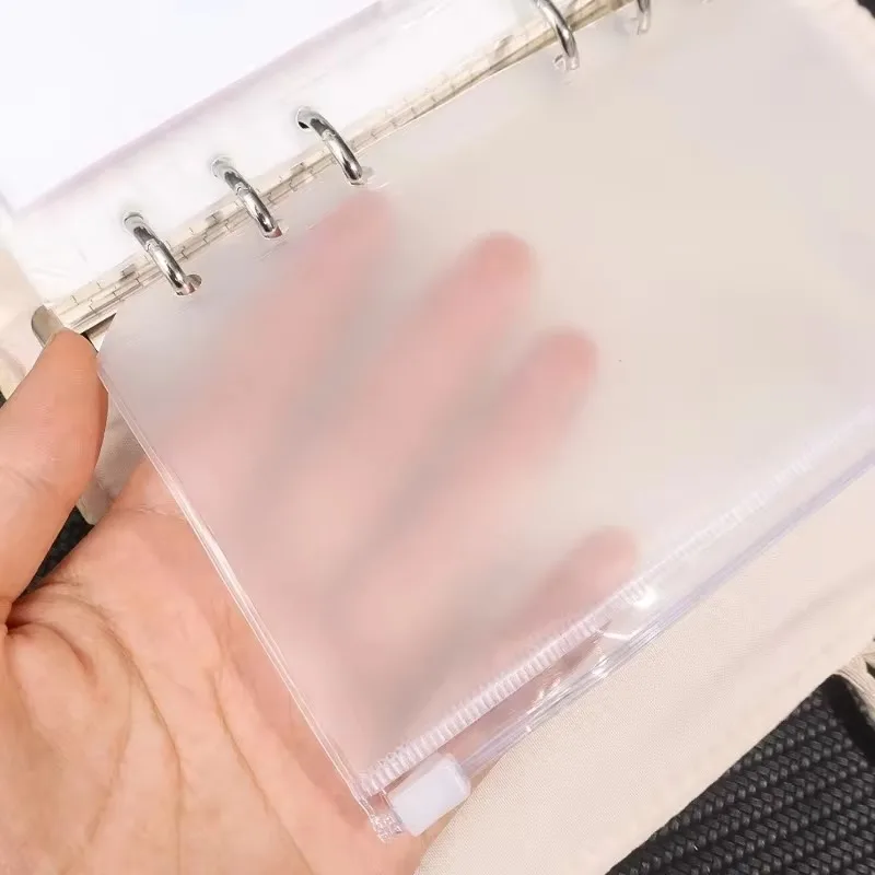12/6/2PCS หลวม Binder A6 6 หลุมโปร่งใสซิปโฟลเดอร์หลวมกระเป๋ากันน้ํา PVC ซองกระเป๋าการจัดเก็บเอกสารกระเป๋า