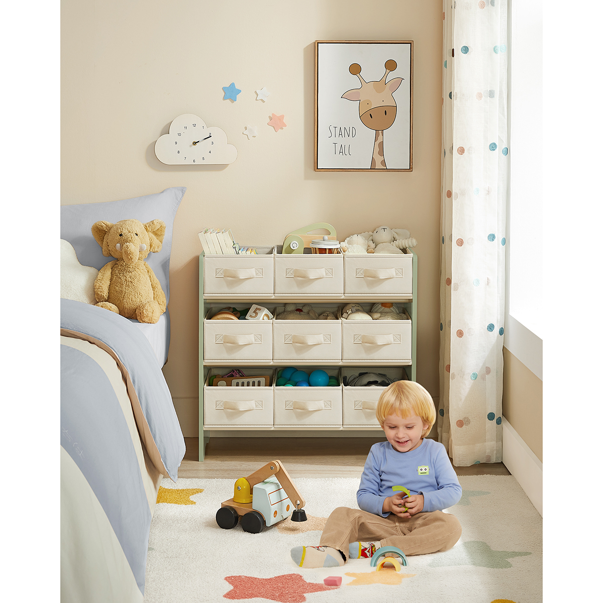 Petit meuble de rangement en T non tissé pour chambre d'enfant, lit Laurie, 29,5x62,5x60 cm