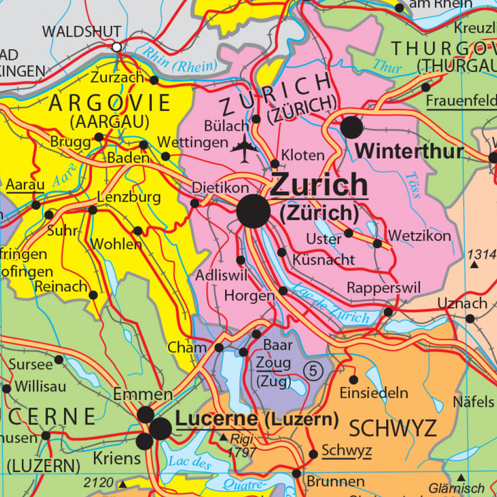 59*42cm 프랑스 벽 아트 포스터 캔버스 회화 여행 학교 용품 홈 인테리어의 스위스 교통지도