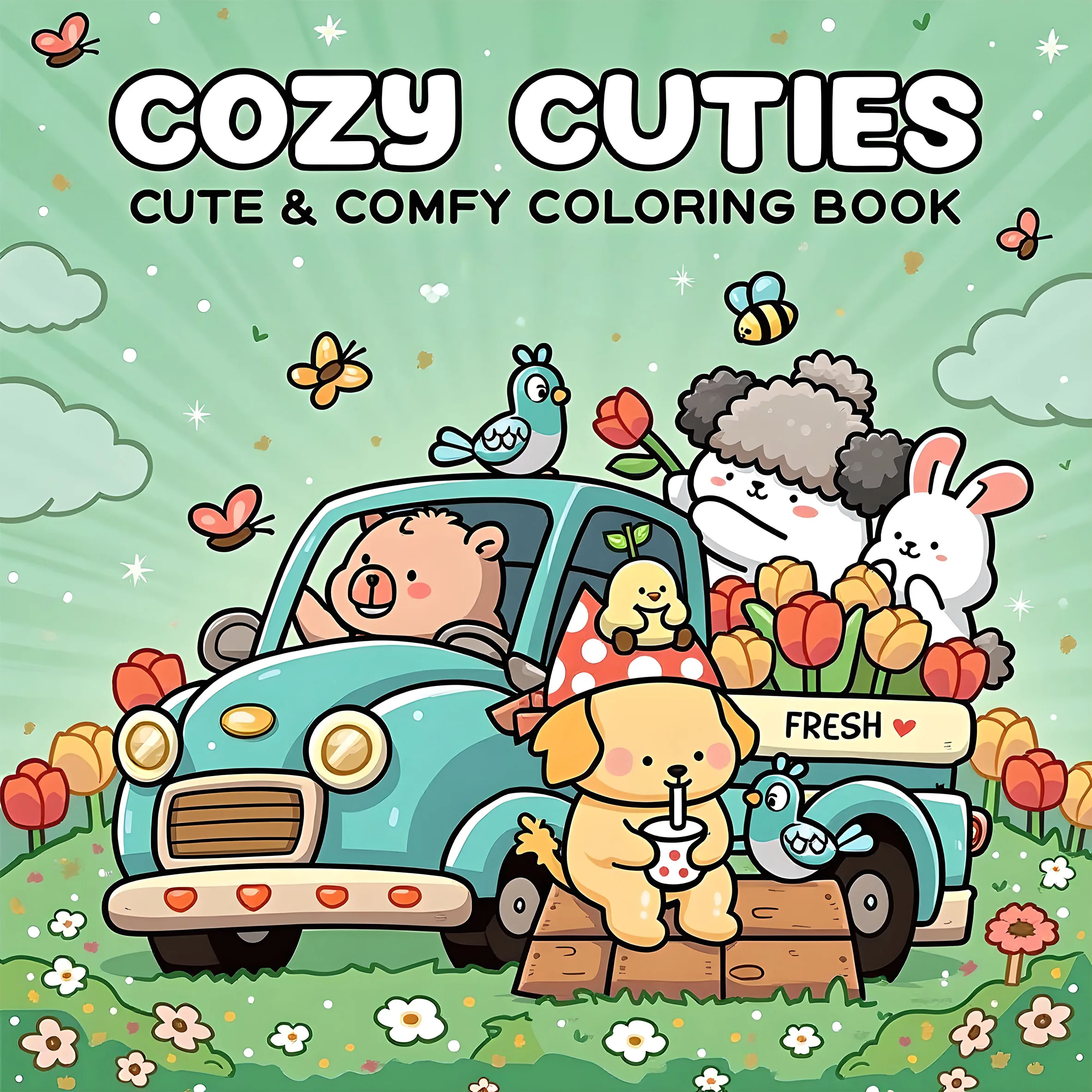 COZY CUTIES Libro da colorare con motivi audace e facile da colorare per adulti Simpatico libro da disegno Regalo perfetto per feste e compleanni