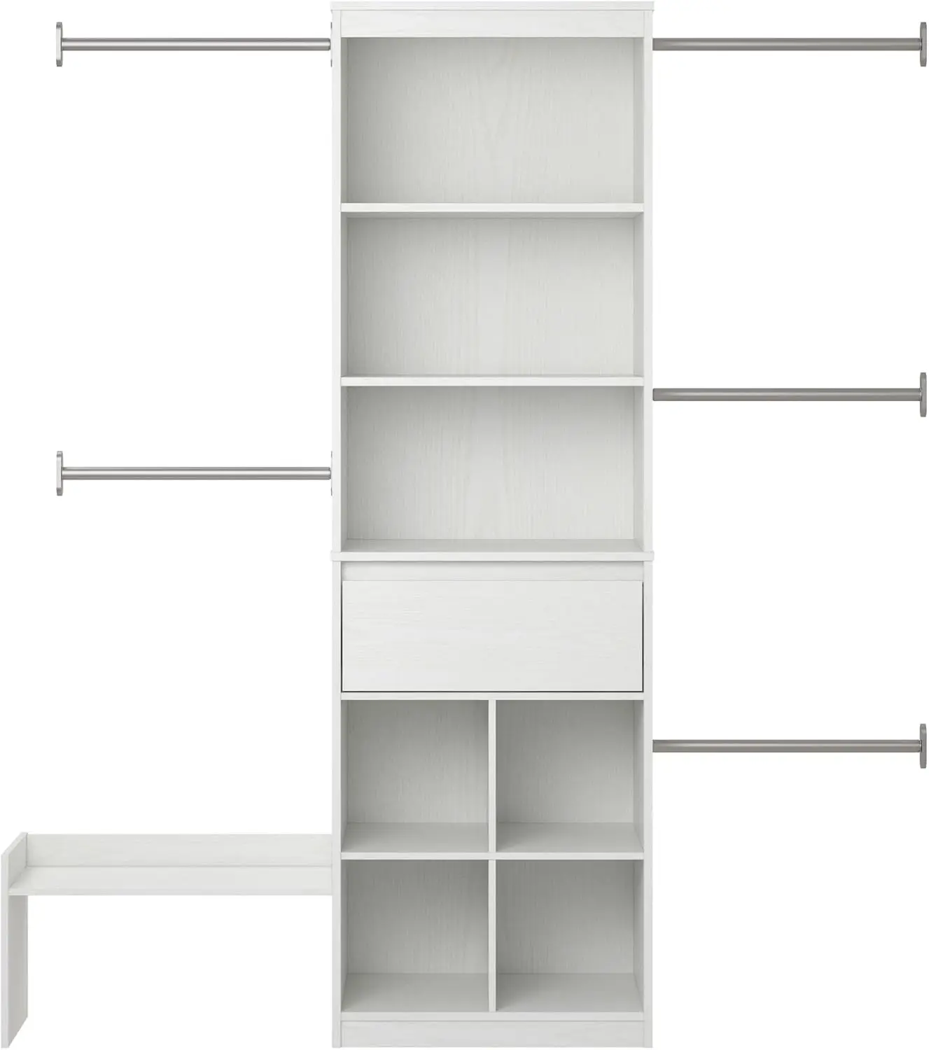 Grow with Me Adjustable Kids’ Closet Organizer System, 15.69" D x 95.44" W x 76.62" H, White