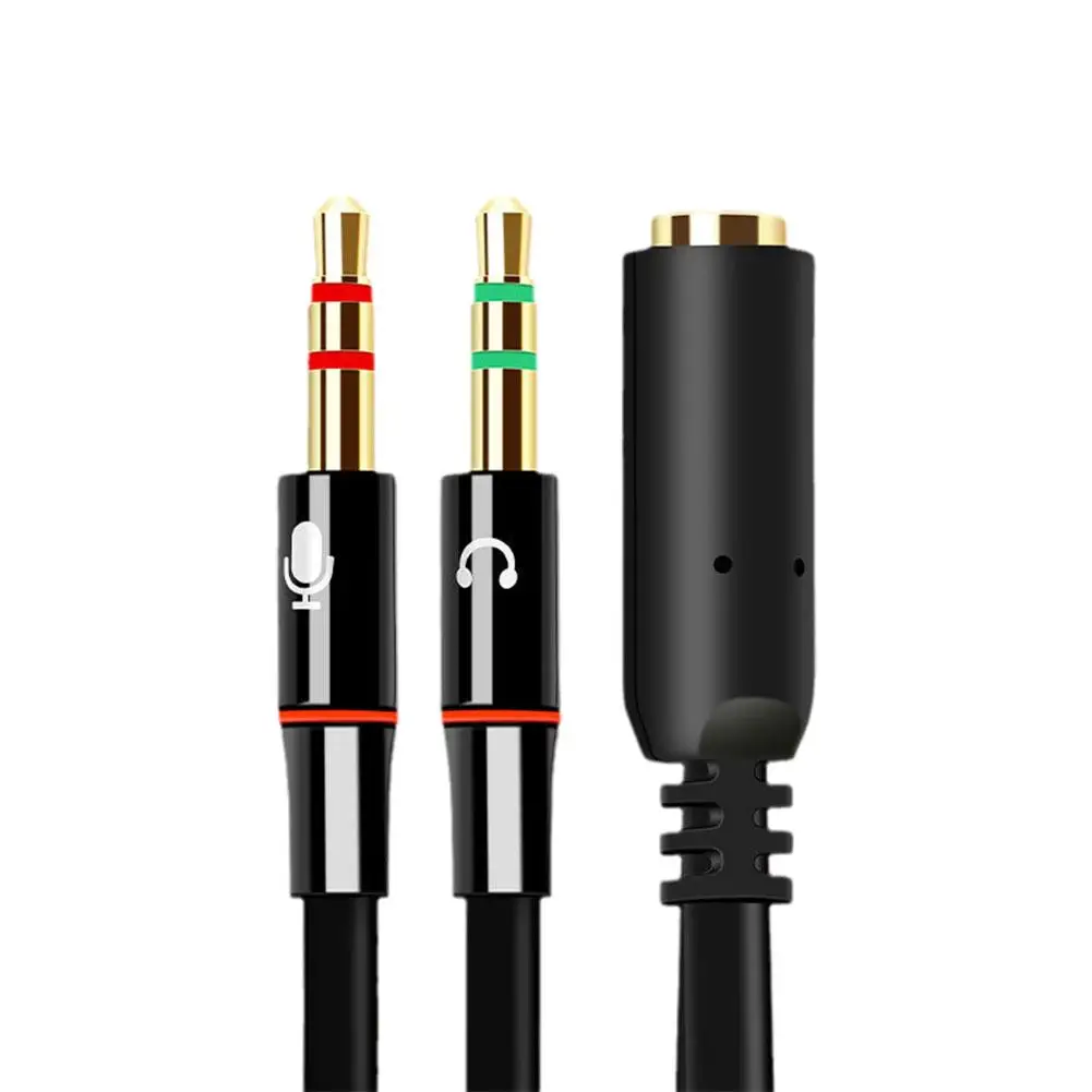 Divisor convertidor de Audio para micrófono de auriculares para ordenador 3,5mm hembra a 2 doble 3,5mm macho auriculares micrófono Audio Y divisor