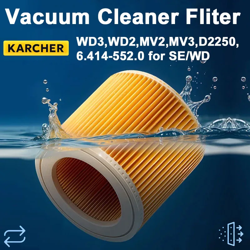 Filtro para Karcher WD2 WD3.200 MV2 MV3 WD3 WD2250 piezas de aspiradoras accesorios filtros bolsas de polvo