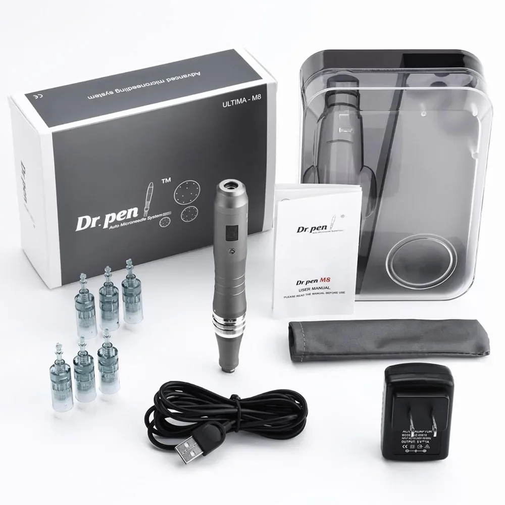Caneta profissional Dr.pen Ultima M8 Microneedling Microneedle Derma Auto Pen mesoterapia Ferramenta de cuidados com a pele com cartuchos de 32 unidades