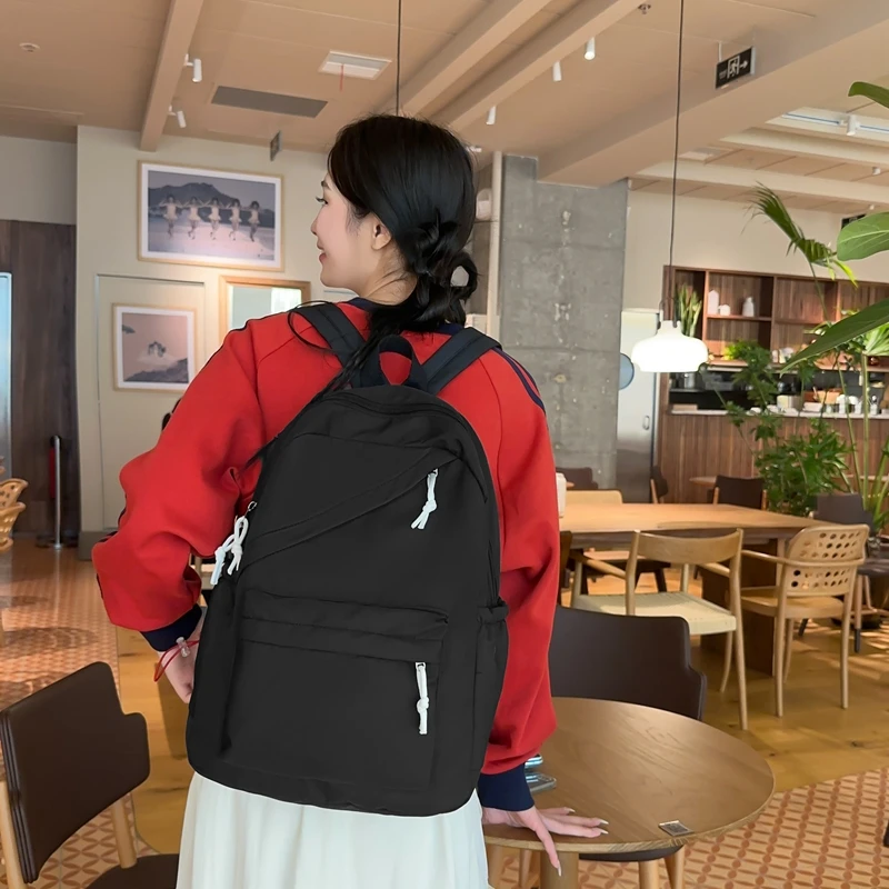 Simple Solid Color Casual Backpack, Lightweight Versatile High School Student Bag, Versatile Solid Color Daypacks ForHangingOut
