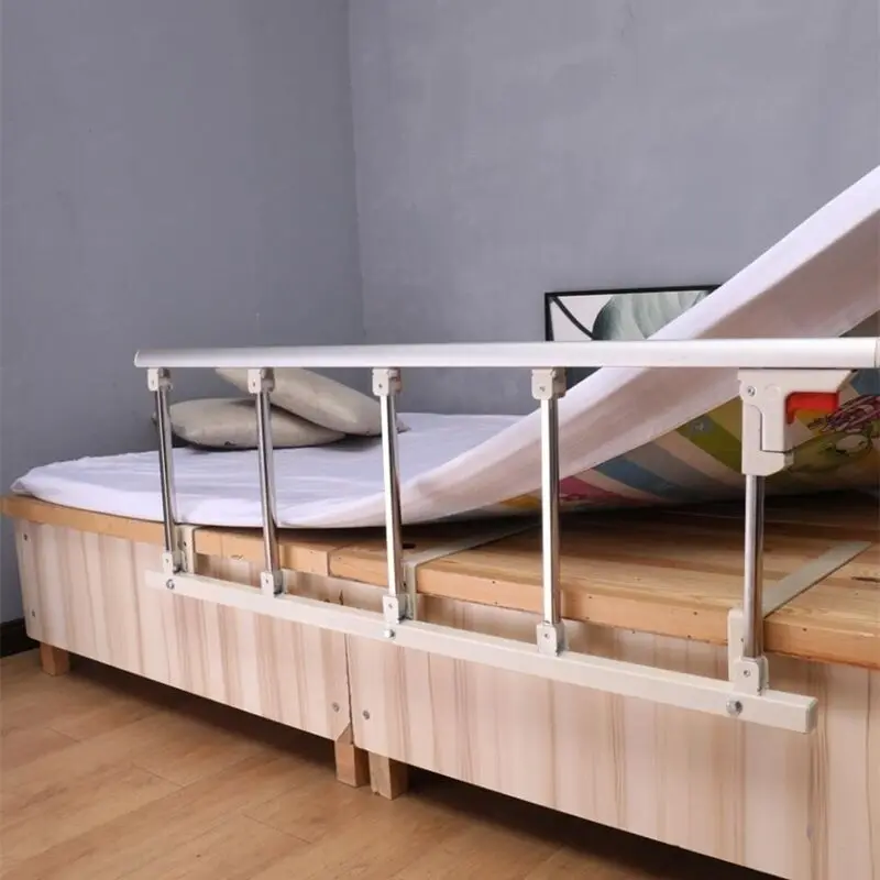 One-Push Button Fold Senior Bed Rails Elderly Handrail Senior Bed Rails Safety Height Barandilla Personas Elderly Furniture