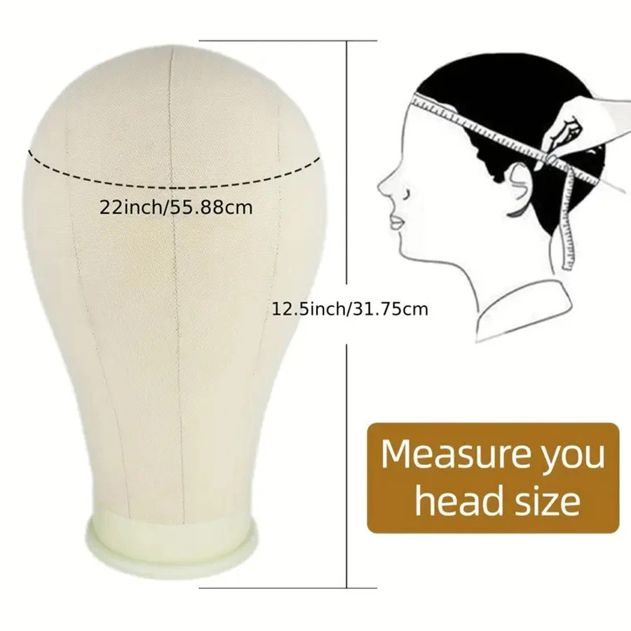 22 Inch Mannequin Head With Stand Canvas Head Wig Model With Mount Hole For DIY Wig Making