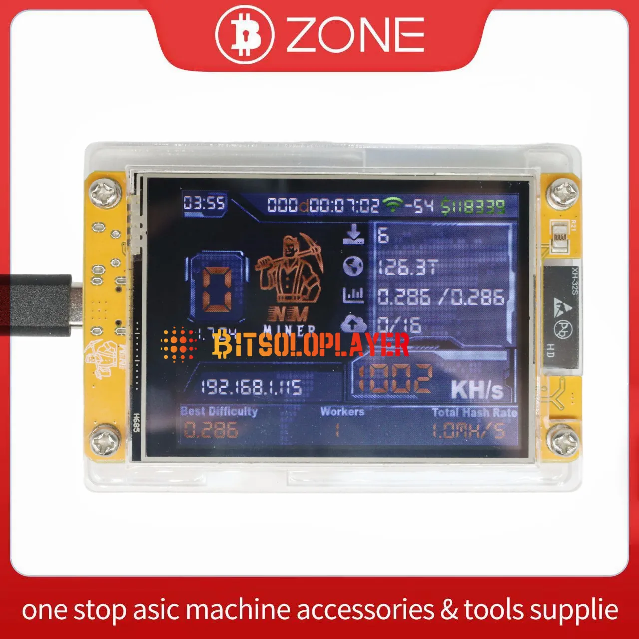 NerdMiner NMminer V2 1010 Kh/s Bitcoin Solo Miner 2,8-calowy inteligentny wyświetlacz Koparka kryptowalut