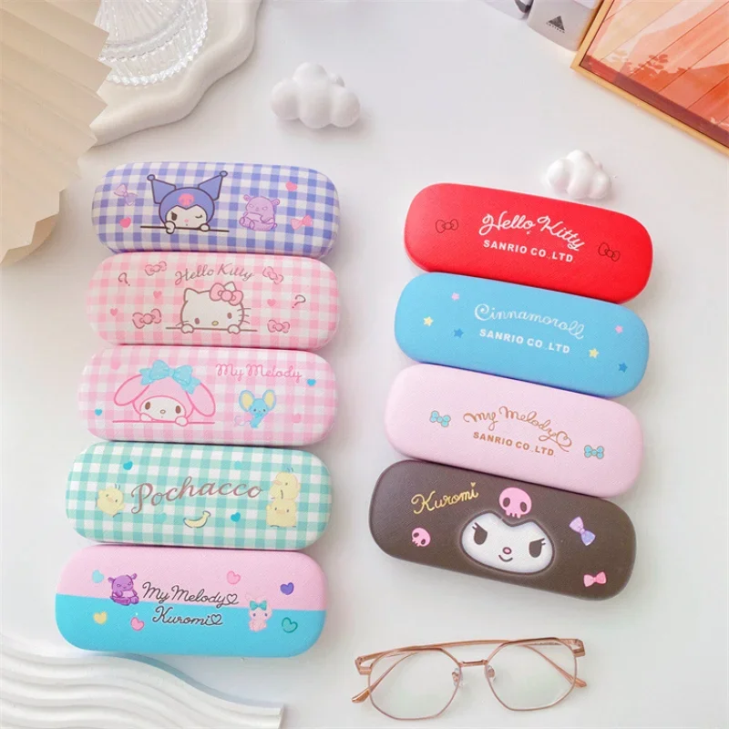 Santio กล่องเก็บแว่นตา Hello Kitty, กล่องใส่แว่นกันแดดเปลือกแข็งแบบพกพาสำหรับผู้หญิงอนิเมะแว่นตากันแรงดันอุปกรณ์ตัวยึด