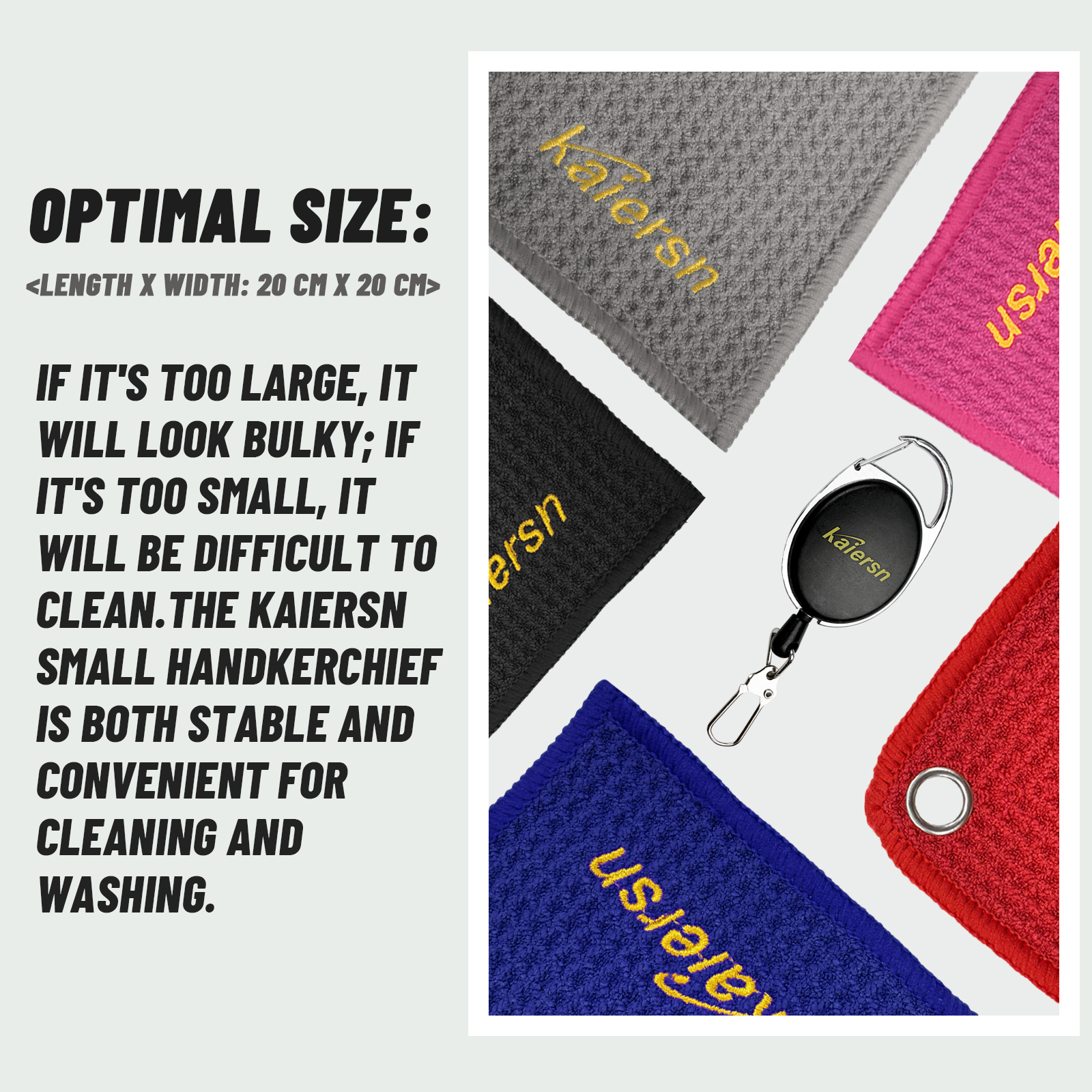 Kaiersn Park Golf Towel 20*20 ซม. มินิไมโครไฟเบอร์ผ้าขนหนูทําความสะอาดกอล์ฟ