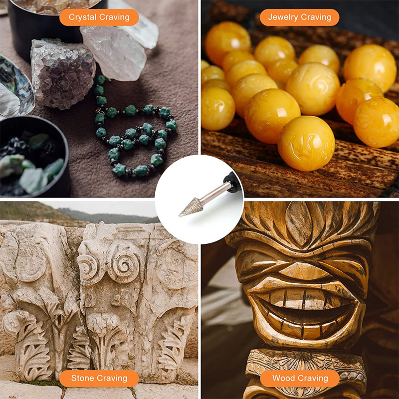 20Pcs Dremel Accessories Diamond Grinding Heads Mini Drill Burrs Bit Set for Dremel Rotary Tool Grinding Accessories 3mm Shank