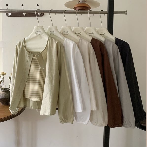 Csa Casual de Manga Longa Estilo Coreano para Mulheres, Versátil e Artística, Top de Gola Redonda, Casaco Solto para o Dia...