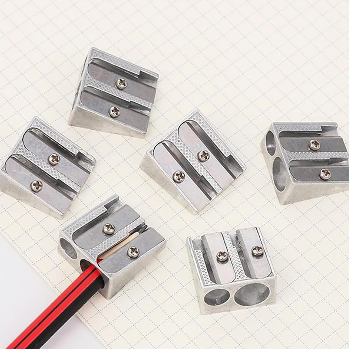 Sacapuntas de magnesio Kum, 2 agujeros, perfil de cuña de aleación de magnesio, bolígrafo de Metal