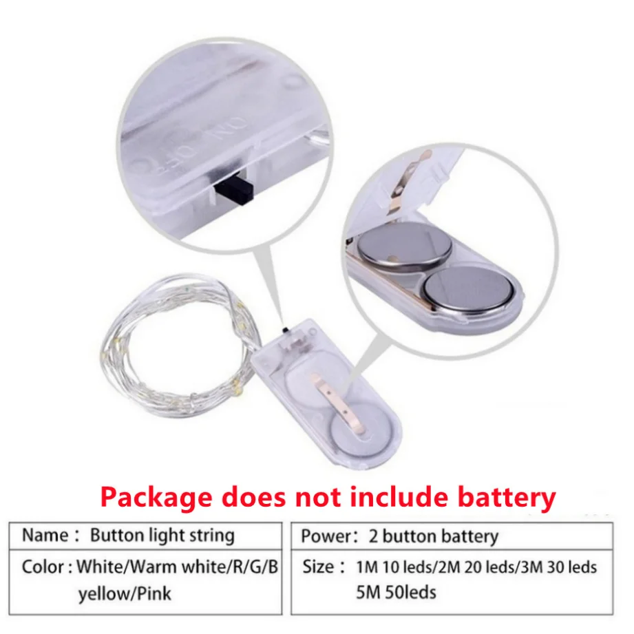 10pcs 6pcs ทองแดงลวดไฟ LED String วันหยุดไฟ Fairy Garland ตกแต่งต้นคริสต์มาสงานแต่งงาน DIY Natal Navidad 2023