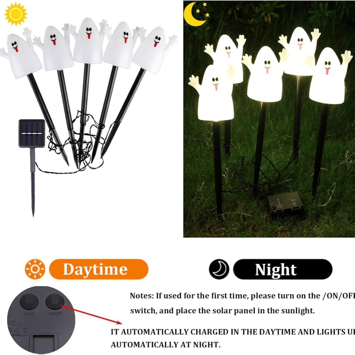 5 teile/satz Kürbis oder Geist Solar Powered Halloween Gruselige Landschaft Licht Mit 8 Beleuchtung Modi Für Haus Garten Hof Terrasse decor
