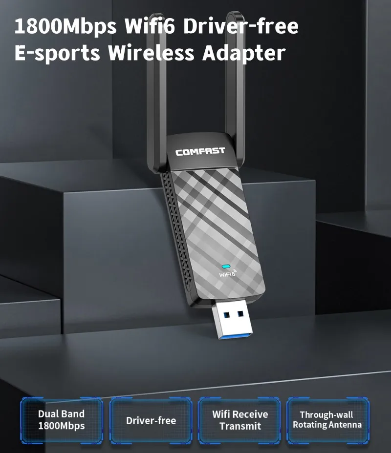 Comfast BE6500 AX5400 AX1800 WiFi 6 USB-адаптер 2,4G/5 ГГц Беспроводная сетевая карта 1200-6500M WiFi 7 Wi-Fi-ключ для Windows 10/11