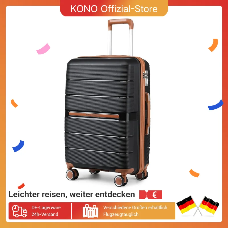 (56/66/76 cm)  | British Traveller Hartschalen-Koffer mit 8 Spinnerrädern & TSA-Schloss | 100% PP | Handgepäcktauglich