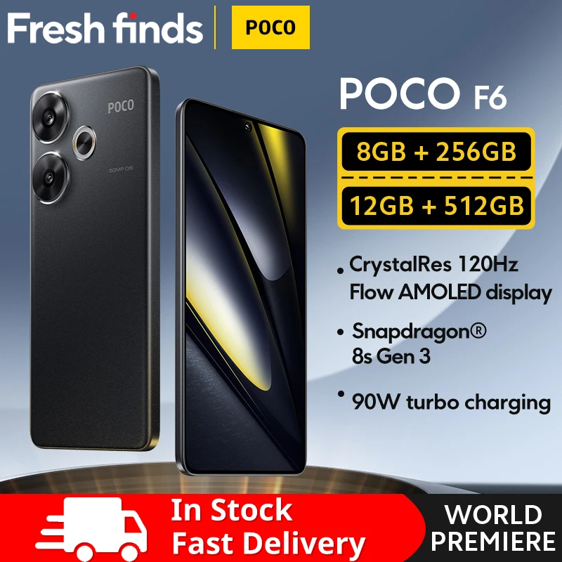 グローバルバージョン POCO F6 5G スマートフォン Snapdragon ® 8s Gen 3 NFC 120Hz フロー AMOLED 90W ターボ充電 5000mAh 50MP カメラ NFC