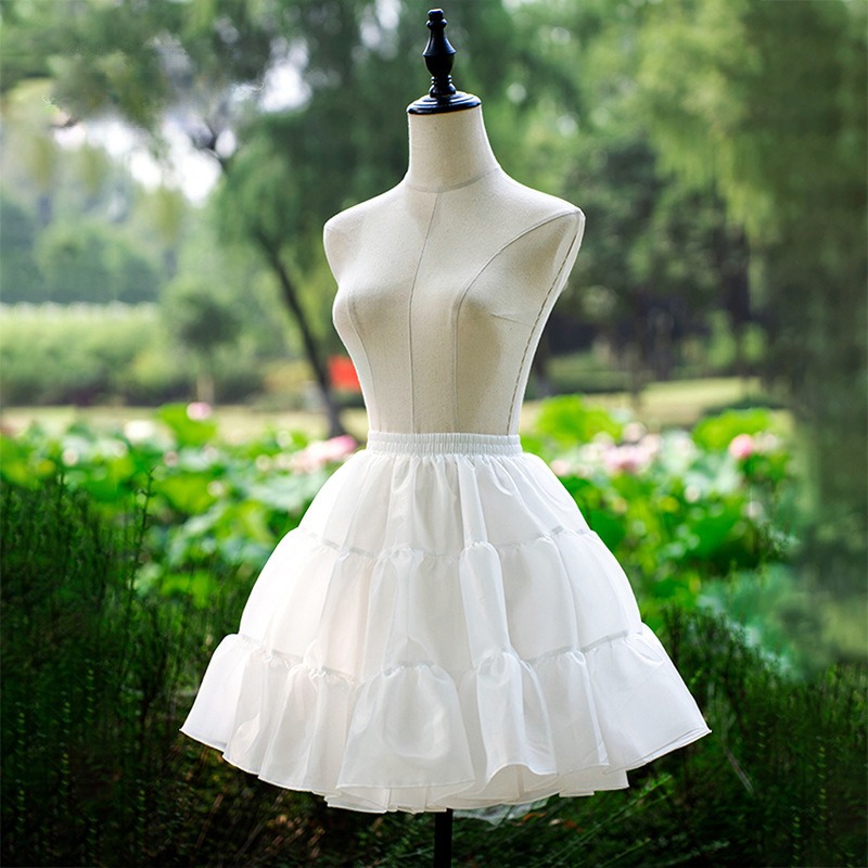 Women Girls Short Crinoline Petticoat  Adult Elastic Waist Underskirt for Wedding Dress Cosplay Big Hem Dress White Skirt