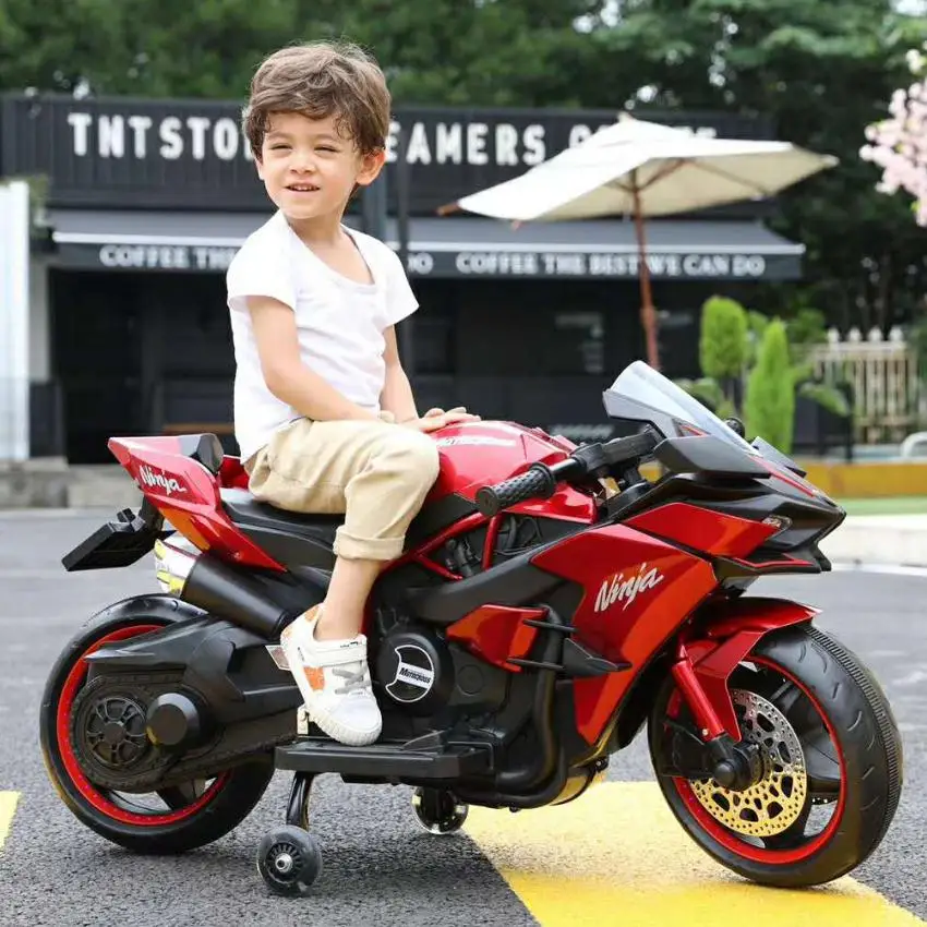 Motocicleta eléctrica recargable de dos ruedas para niños de 1,1 M de largo para niños de 3 a 9 años