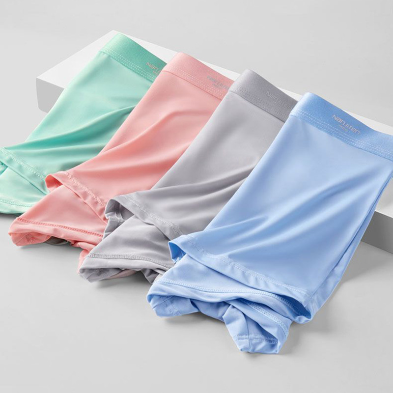 4pcs Boxer Shorts Men's Ice Silk Underwear Cool Underpants Breathable Sexy Thin Panties U Convex Lingerie Wholesale Lots L-6XL