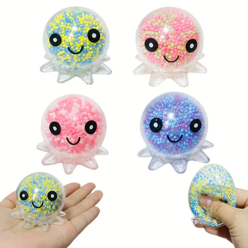 Boule de poulpe lumineuse pour enfants, boule d'aération de calmar, jouet de décompression à presser, boule de poulpe à bulles, jouet d'instituts souligné, cadeau d'anniversaire, 1 à 6 pièces