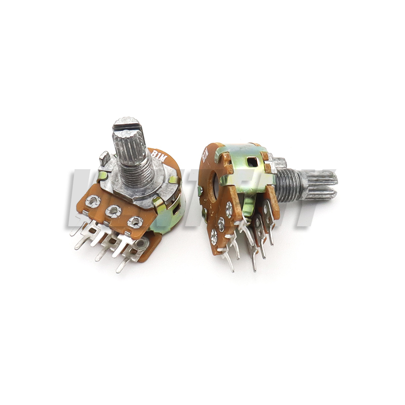 10PCS WH148 Potentiometer 6Pin 15mm SHAFT พร้อมถั่วและเครื่องซักผ้าโพเทนชิโอมิเตอร๋เชิงเส้น B1K B2K B5K B10K B20K B50K B100K B500K B1M