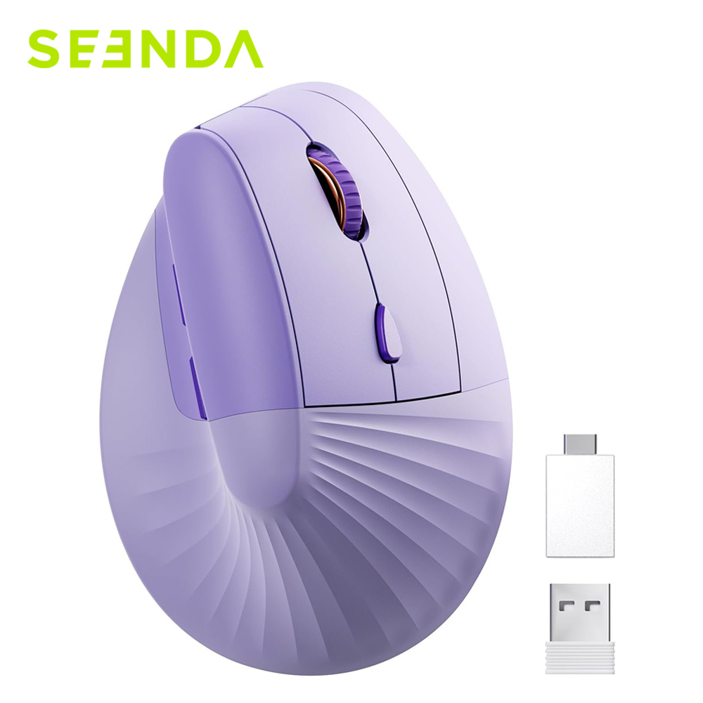 Seenda Pionowa mysz bezprzewodowa z akumulatorem Ergonomiczna mysz USB i typu C 2 w 1 z odbiornikiem do laptopa PC MacBook Windows Android