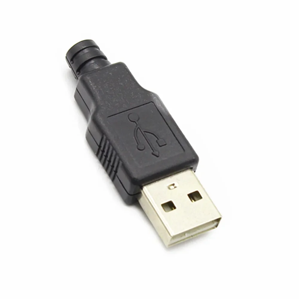 10pcs tipo A macho USB conector de tomada de 4 pinos com tampa de plástico preta