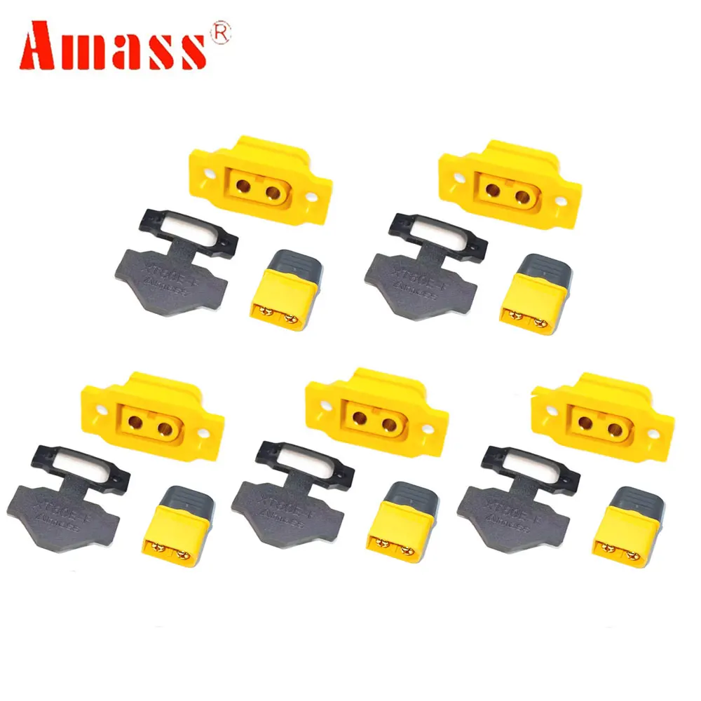 5PCS Amass XT60BE-F & XT60H Modell Flugzeug Batterie Vergoldet 30A Hohe Strom Sicher Männlich Weiblich Stecker Stecker für RC DIY