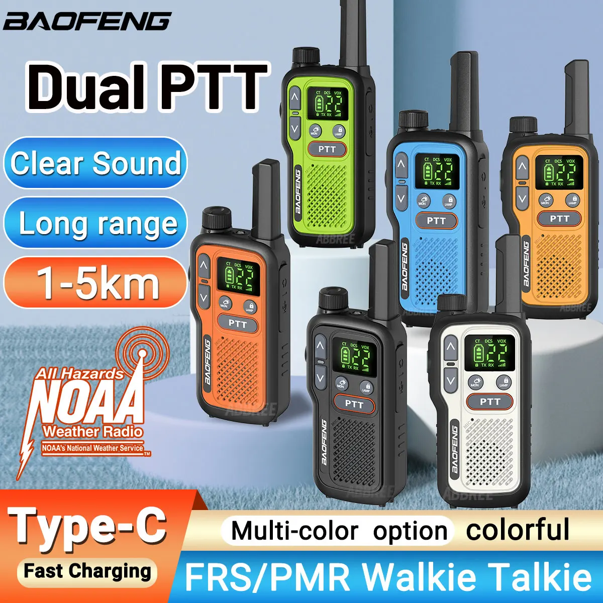 2PCS Baofeng BF-T18 Mini dual PTT Walkie Talkies PMR FRS NOAA Taschenlampe VOX Protable Long Range Ham Radio für Camping Reise