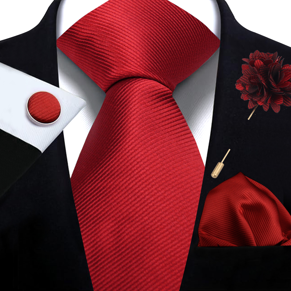 Marca de negócios cor sólida gravatas lenço abotoadura gravata clipe pino conjunto para homens formal gravata festa casamento masculino accessoreis presente