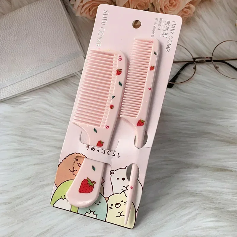 2 unids/set lindo peine de peluquería para niños peine de cola puntiaguda antiestático para niñas pelo de fruta de fresa Cmb peine de pelo para niños