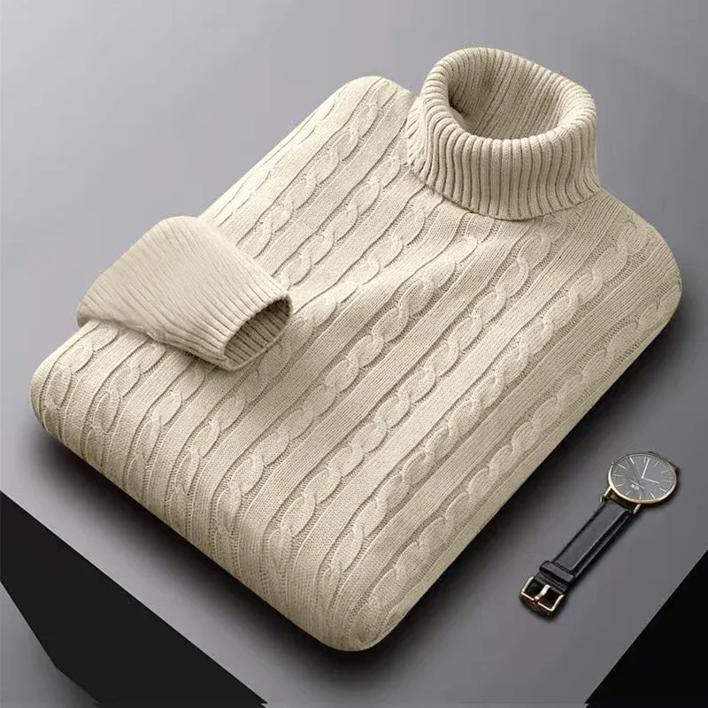 2025 Nieuwe Heren Trui Met Hoge Hals Effen Kleur Trui Gebreid Warm Casual Coltrui Sweatwear Wollen Heren Winter Outdoor Tops