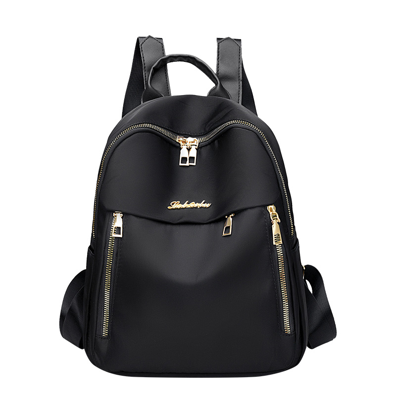 1 women's travel backpack, large capacity Oxford cloth nylon backpack, with adjustable shoulder straps, black color, zipper clos