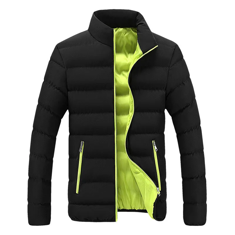 2024 preto novo masculino jaqueta quente de algodão acolchoado jaqueta casual esportes outono inverno gola alta quente grosso parker casaco jac