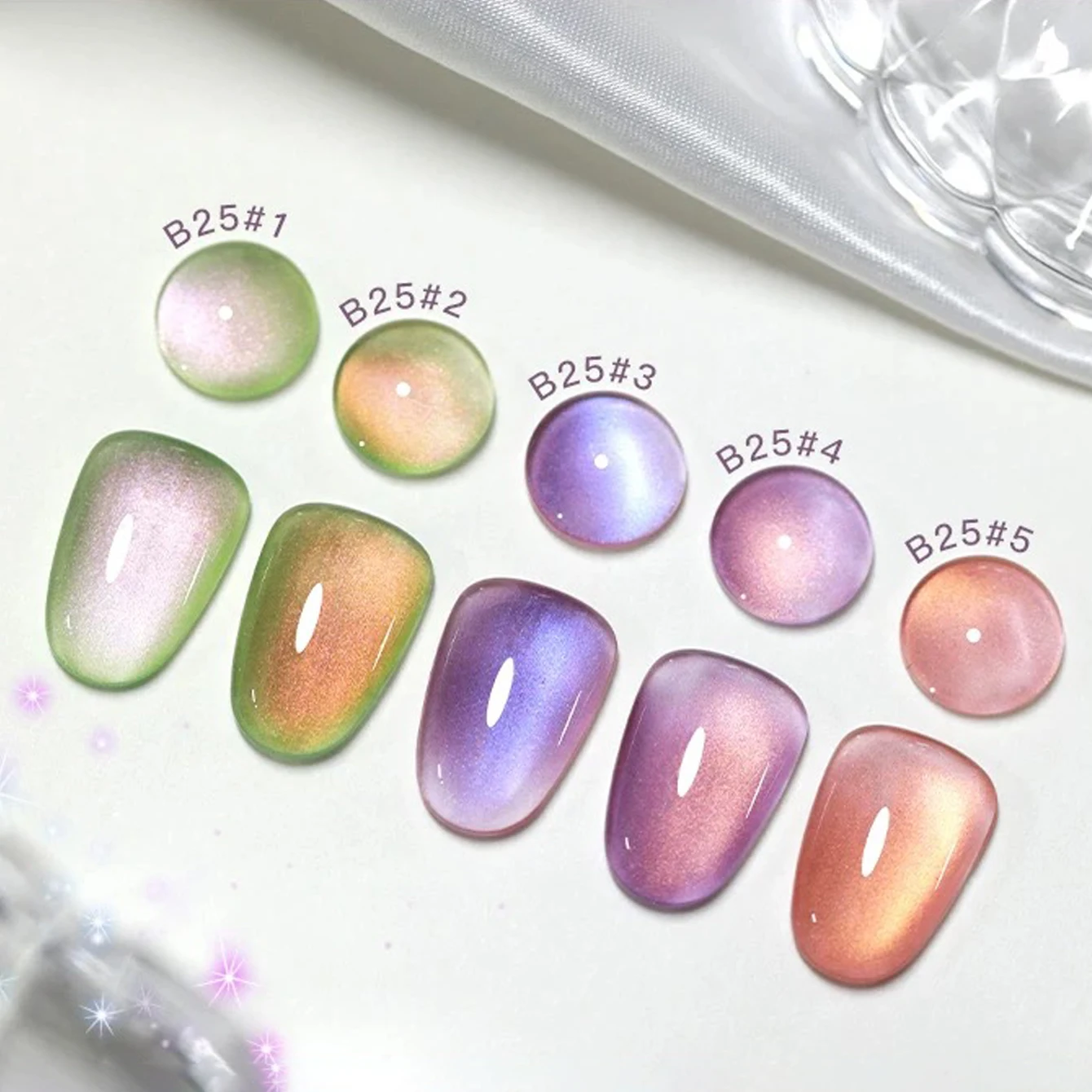 1/6PCS SS25 캣 아이 젤 폴리쉬 유리 구슬 및 크리스탈 포함, 5가지 색상 살롱 DIY 네일 용품 키트 프로 네일 매니큐어용