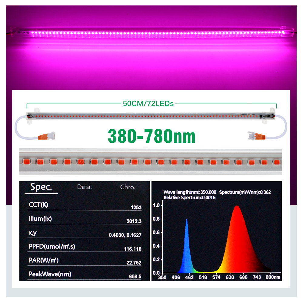 Grow Light 220V Full Spectrum LED Bar Light สําหรับพืช 50 ซม.Phyto โคมไฟสําหรับพืช Veg ดอกไม้เรือนกระจกเต็นท์ 4000K 380-780nm