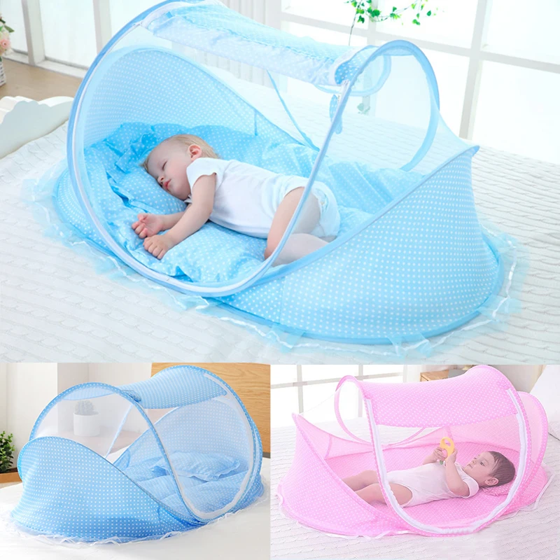 Lettino per bambini Zanzariera Lettino per bambini Culla Rete pieghevole Zanzariera Materasso Cuscino Vestito Culla per neonato Tenda a rete Rete Biancheria da letto per bambini