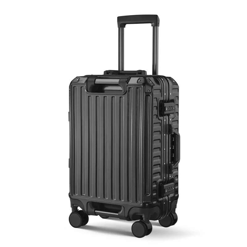 ใหม่กรอบอลูมิเนียมกระเป๋าเดินทางแบบ Double Handle Universal Wheel Boarding Bag รถเข็นกระเป๋าเดินทางพร้อมรหัสล็อค