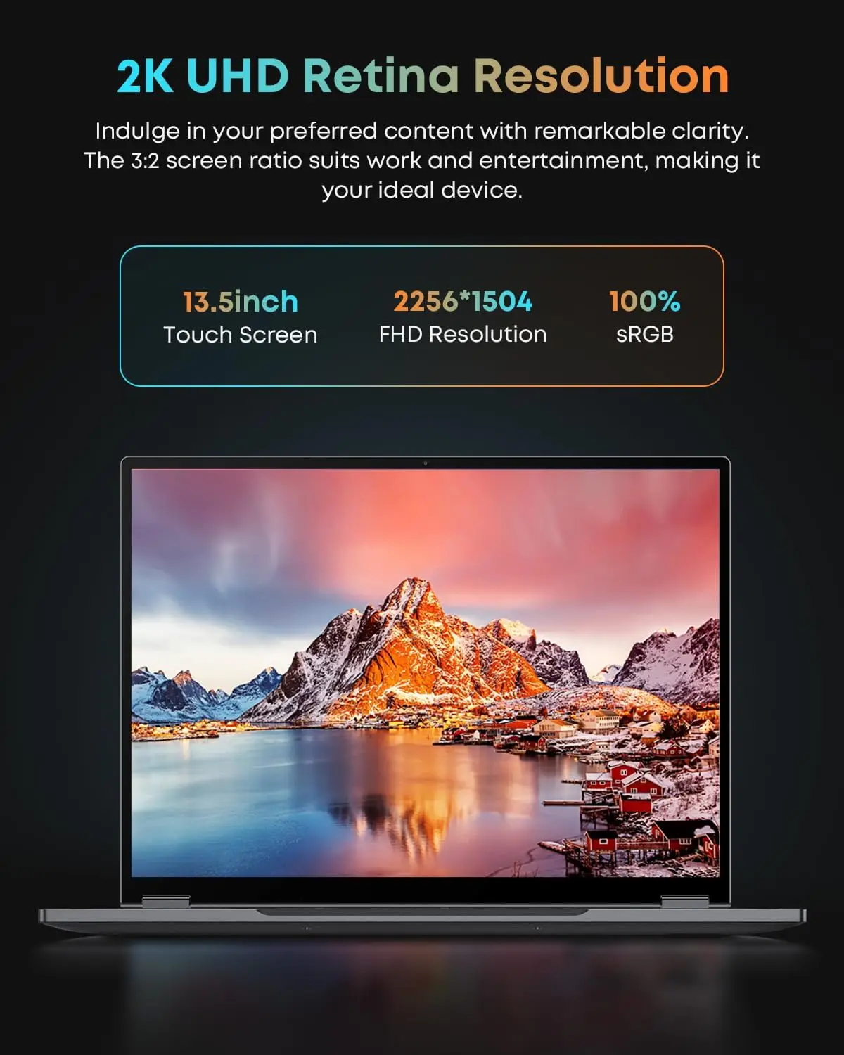 CHUWI FreeBook 2-in-1 ノートパソコン 13.5インチ Intel N150（最大3.6GHz） 16GB LPDDR5 RAM 512GB SSD FHD 2520x1680 WiFi 6 BT5.2 Windows 11