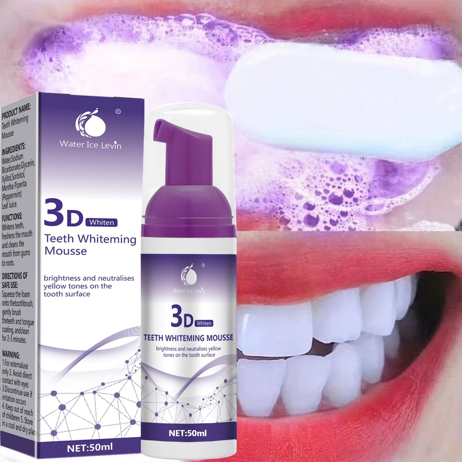 50 ml 3D Mousse Tandpasta Tanden Whitening Verwijderen Gele Tanden Reinigen Tand Vlek Orale Verse Tand Zorg Product 2024 Nieuwe