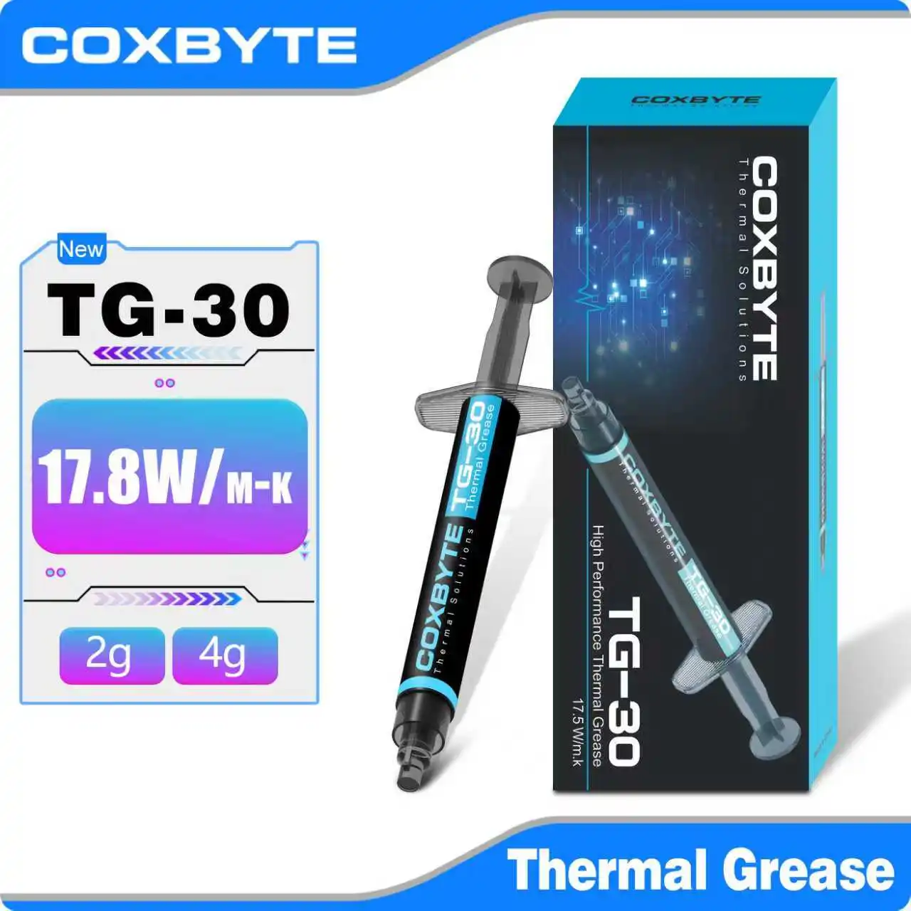 Coxbyte 17.5w/mk pasta térmica TG-30 2g 4g para cpu gpu impressora dissipador de calor refrigerador composto térmico graxa de silicone