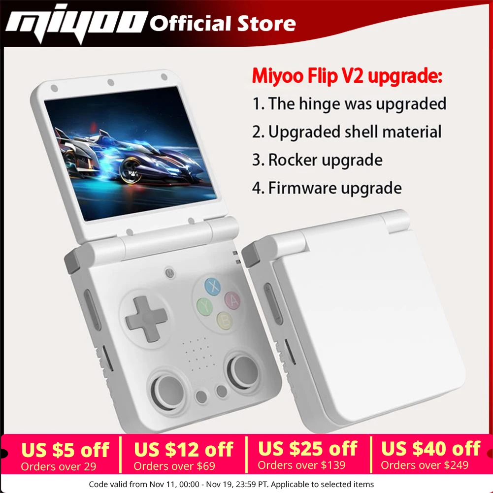 Портативная игровая консоль MIYOO Flip V2 с 3,5-дюймовым IPS-экраном в стиле Ретро, компактный портативный игровой автомат для любителей развлечений на ходу, Подарок игрокам