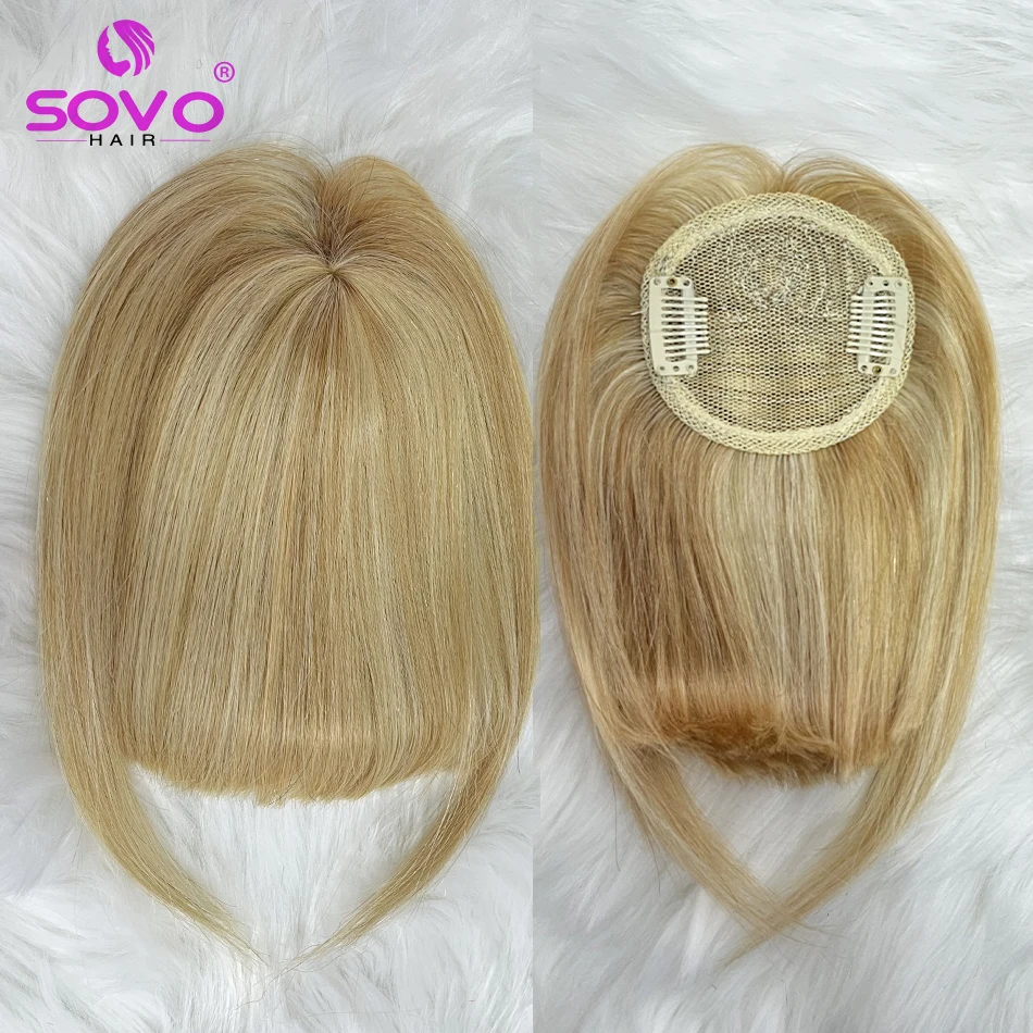 เส้นผมมนุษย์ Bangs คลิปตัด Fringe OverHead Wispy Air บางสีดำสีน้ำตาลสีบลอนด์2คลิปผม Topper Extensions 8.5x7.5cm