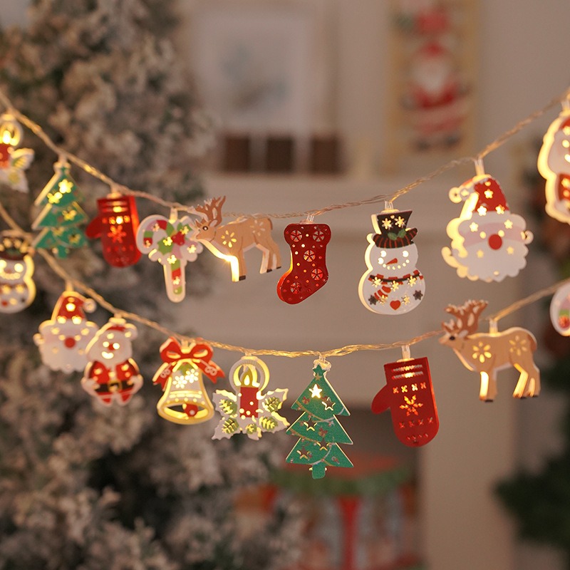 Guirnalda de luces LED con batería para decoración de árbol de Navidad, adorno de ciervo, copo de nieve, regalo de Año Nuevo, 2024