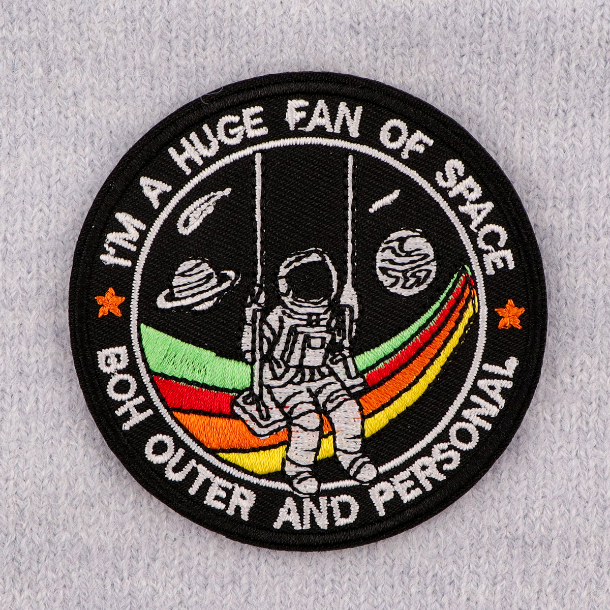 STAY WEIRD Patches On Clothes Astronaut Embroidered Patches Funny Quotes Sew Badges Iron On Patch DIY Clothing Accessories