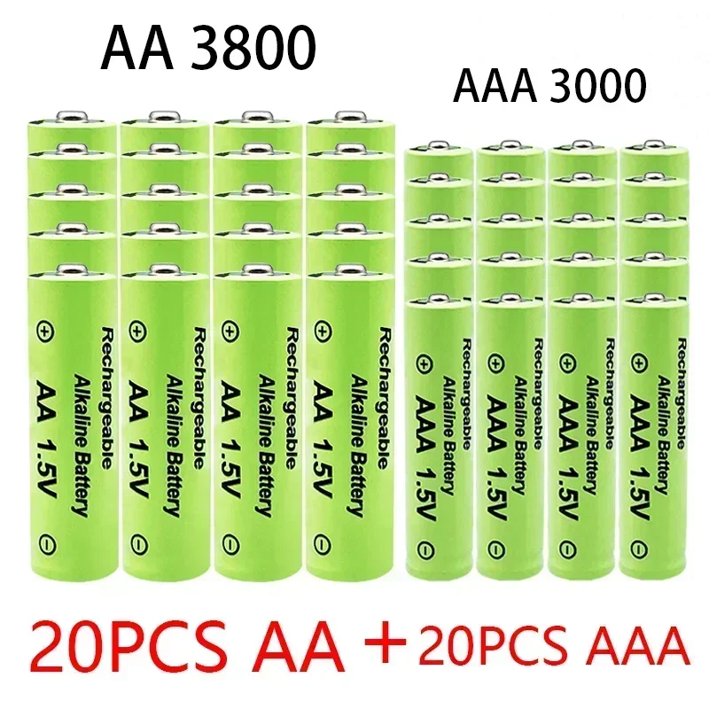 Batería AA recargable AA AAA + AAA NI MH de 1,5 V, alcalina AAA de 3800-3000mah para juguetes de antorcha, reloj, reproductor MP3, reemplaza la batería Ni-Mh