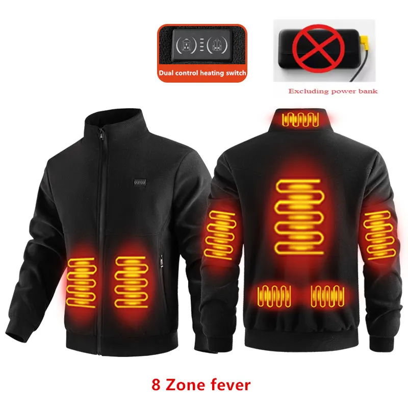 Nova moda de inverno versátil lã polar grosso aquecimento jaqueta quente para ambos os homens mulheres 8 zonas aquecimento inteligente casaco elétrico